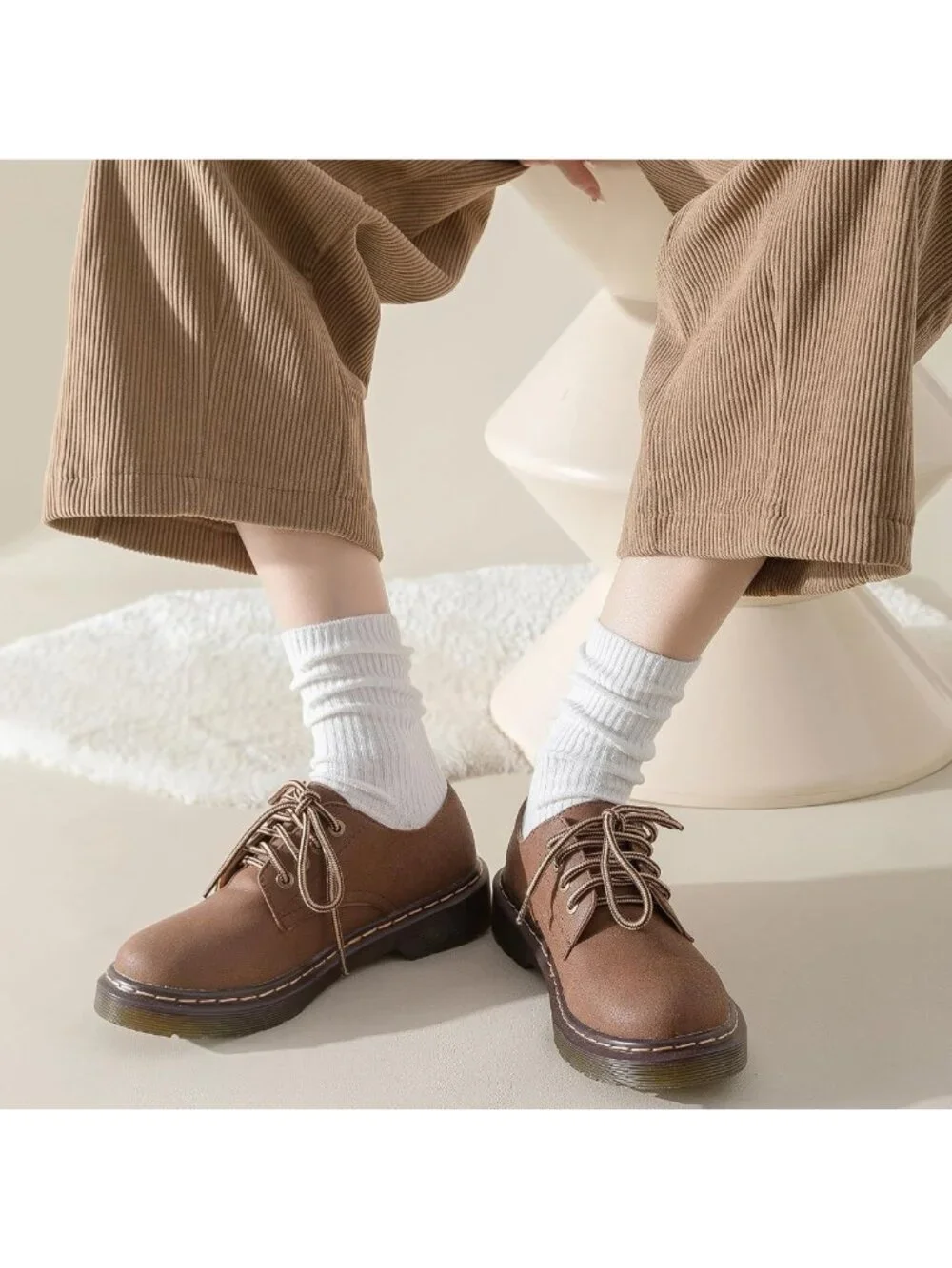 6 Pack Women's Crew Socks - Soft Cotton, Cute Casual & Athletic Style, Aesthetic